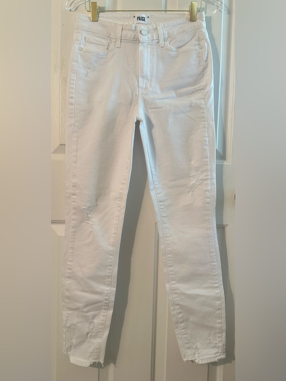 PAIGE 27 White NWT Hoxton Ankle Resort Destroyed Distressed Jeans